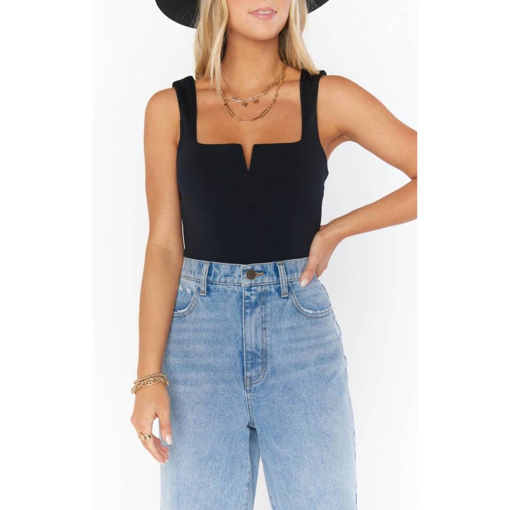NEW SHOW ME YOUR MUMU arlo bodysuit in black slinky stretch - Picture 2 of 4